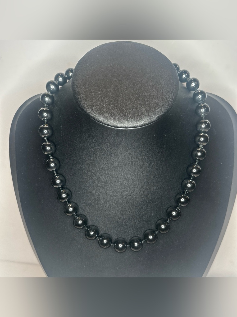 Signed Cookie Lee Black Glass Bead Necklace 19” Vintage 90s Choker